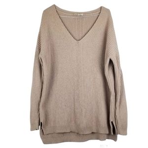 Babaton Oversized 100% Cotton V-Neck Knit Sweater